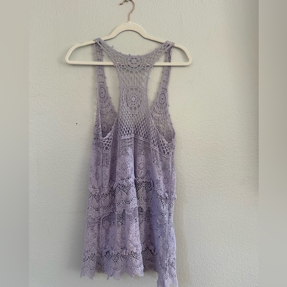 Lavender Crochet Lace Tank boho size small - Picture 1 of 3